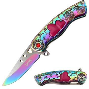 Snake Eye Tactical 7" Cupid Heart Ladies Pocket Knife SE-5216RB